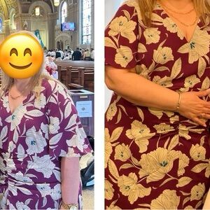 London Times V-Neck Dress with Floral Print